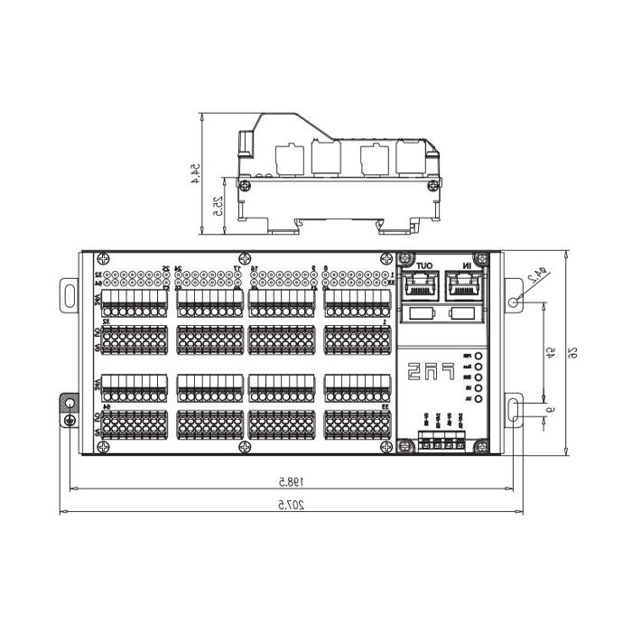 EtherCAT协议、64DI/DO 自适应配置、PNP、端子式、RJ45网口、IP20远程模块、009E74